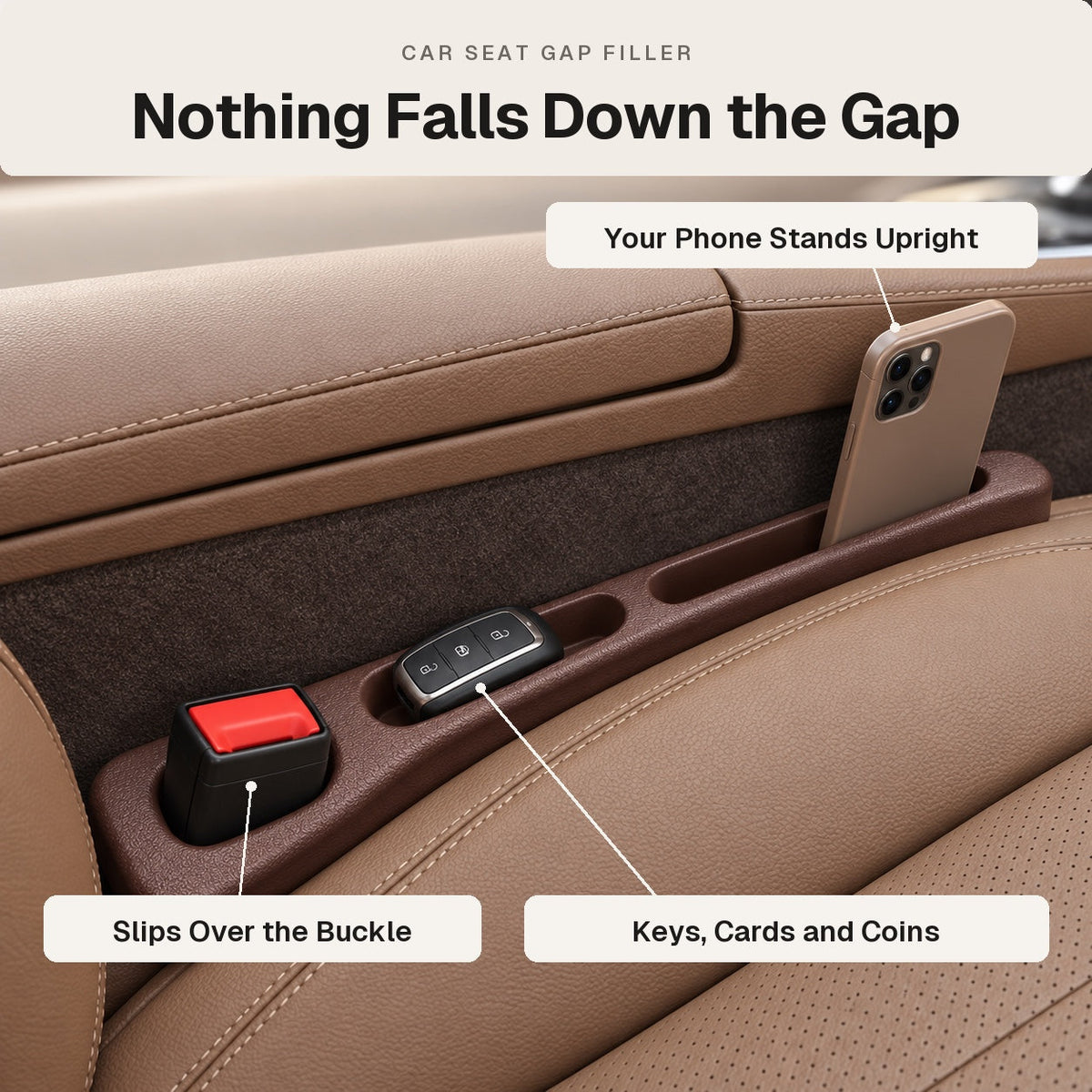 Car Seat Gap Filler Organizer 2 Pack (Left + Right)