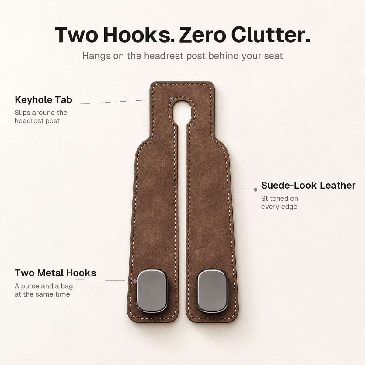 Dual-Hook Car Seat Back Organizer